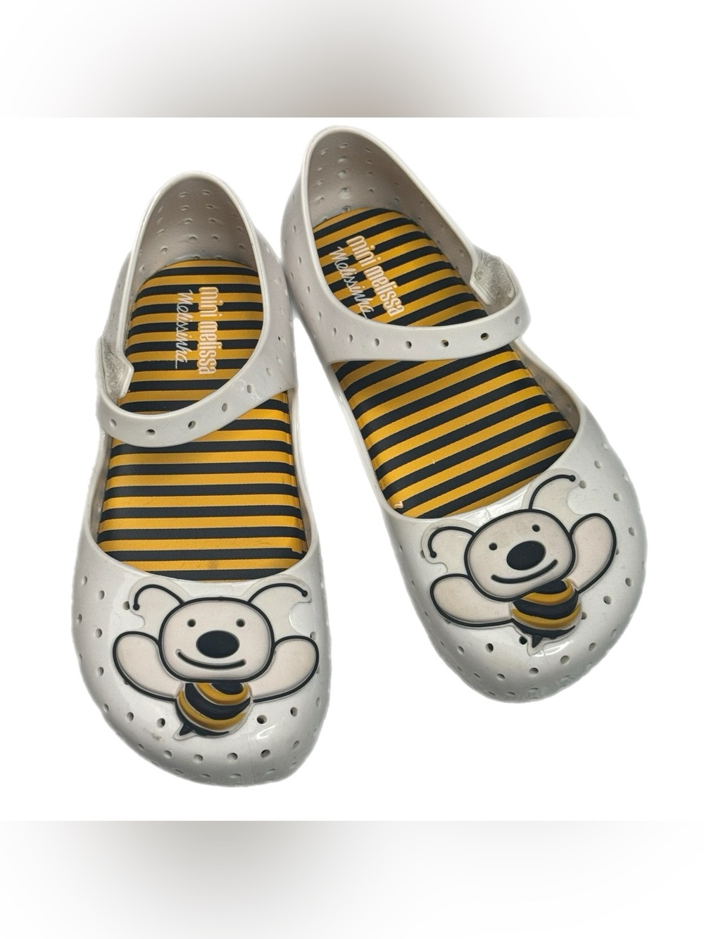 Mini Melissa Furadinha bee-themed toddler flats, Mary Jane’s, Size 11